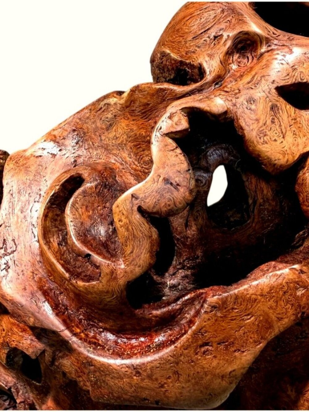 Vintage Burl Root Wood Abstract Sculpture Live Edge Base Organic Modern 17" - Picture 5 of 15